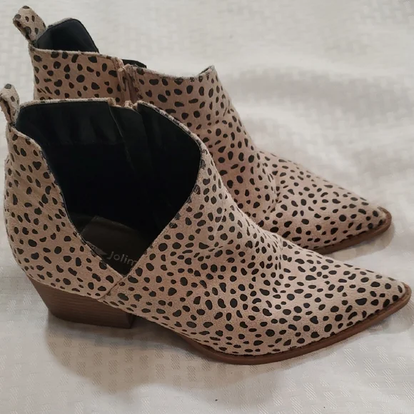Jolimall Stylish Leopard Print Ankle Booties Sz 8 - Picture 2 of 12